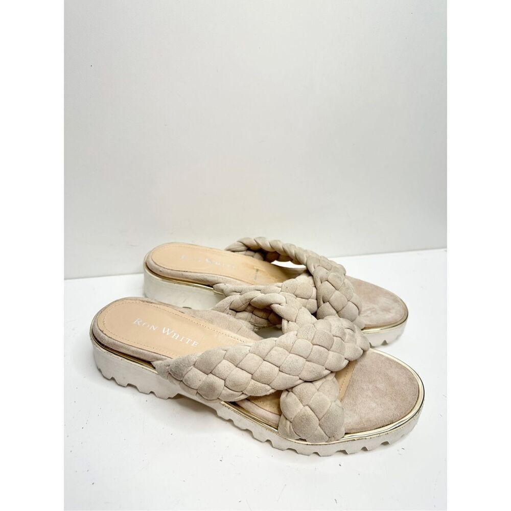 Ron White Sandals Braided Womens Size 8US Crisscross Suede Slide - Picture 2 of 10